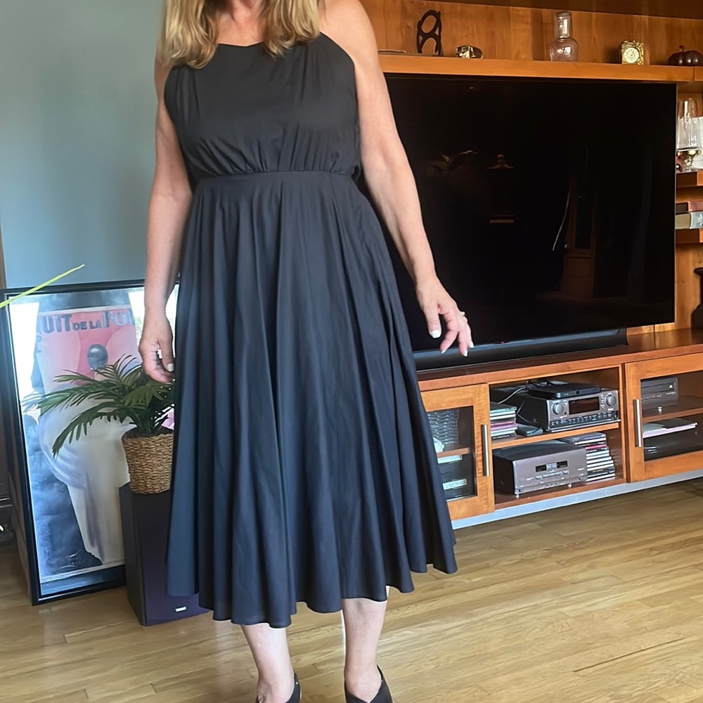 BACKLESS BLACK STUNNING PLEATED RUFFLED PEPLEM DRESS